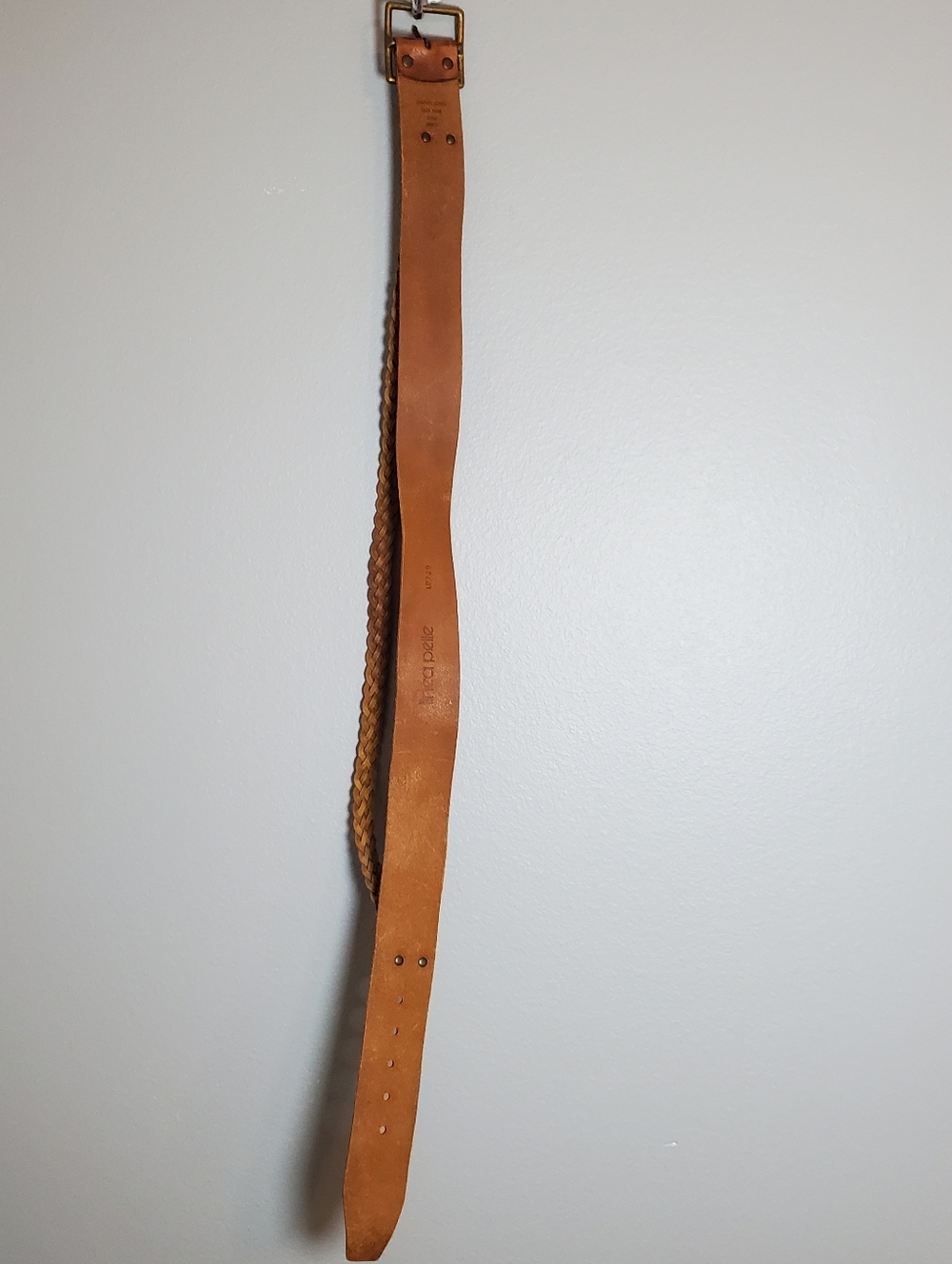 Linea Pelle Genuine Leather Women's Wide Braided Belt Boho Size Medium Brown - Picture 3 of 9